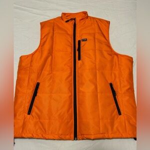 FTP Orange Construction Streetwear Vest Size Large Zipper Logo Puffer Mesh